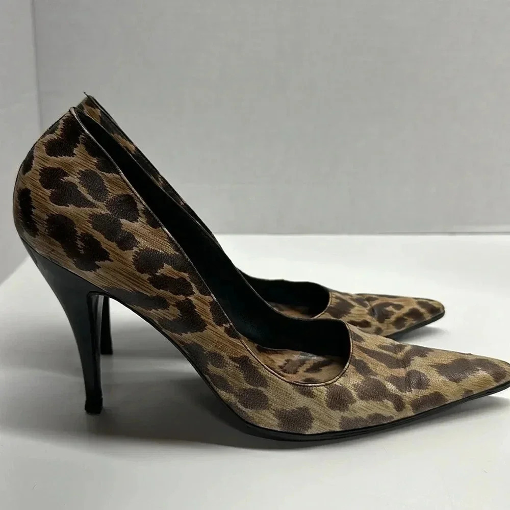 Dolce & Gabanna High Heel Shoes Pumps Cheetah Animal Print Brown Size 39.5 9.5 - Picture 6 of 13